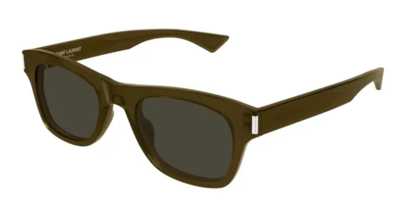 Uomo SAINT LAURENT SL 877 004 Occhiali da sole Acetato Marrone Grigio Squadrata