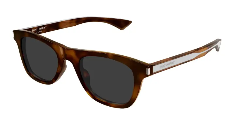 Uomo SAINT LAURENT SL 879 003 Occhiali da sole Acetato Havana Grigio Squadrata