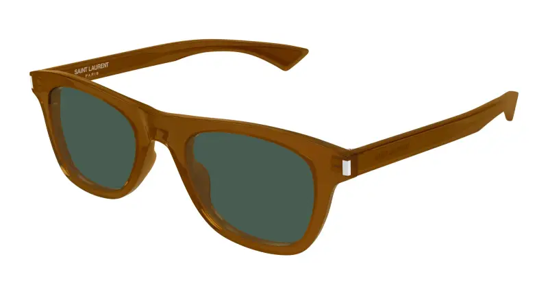 Uomo SAINT LAURENT SL 879 005 Occhiali da sole Acetato Marrone Verde Squadrata