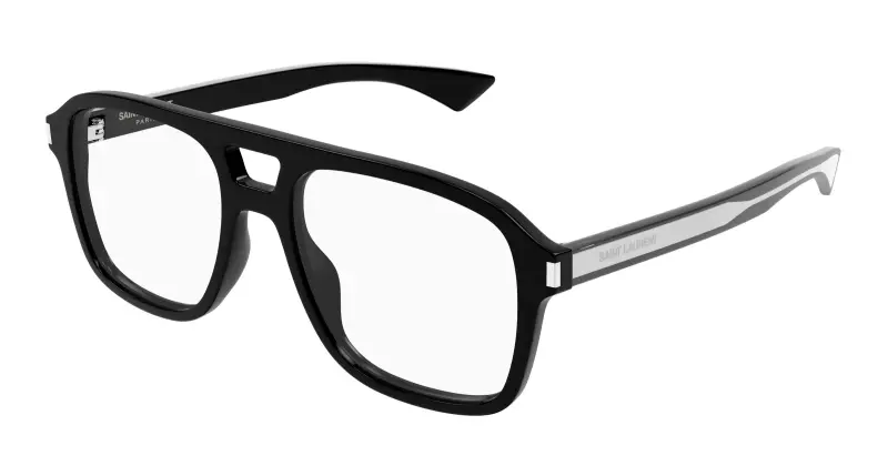 Uomo SAINT LAURENT SL 881 OPT 001 Montature da vista Acetato Nero Trasparente Squadrata