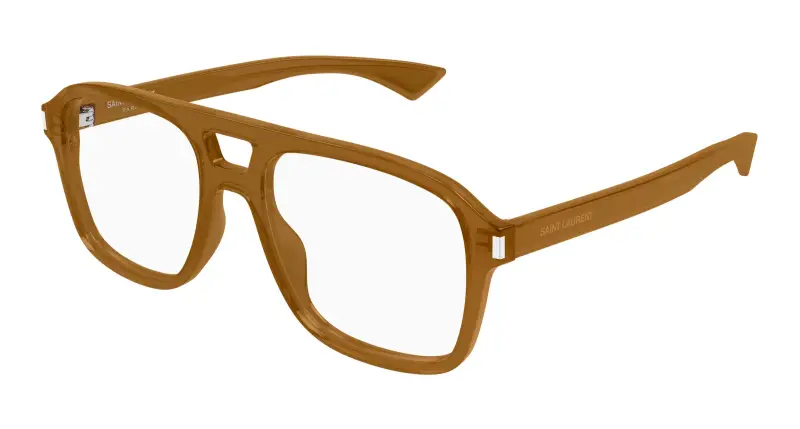Uomo SAINT LAURENT SL 881 OPT 005 Montature da vista Acetato Marrone Trasparente Squadrata