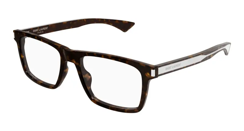 Uomo SAINT LAURENT SL 882 007 Montature da vista Acetato Havana Trasparente Squadrata