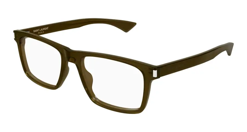 Uomo SAINT LAURENT SL 882 009 Montature da vista Acetato Marrone Trasparente Squadrata
