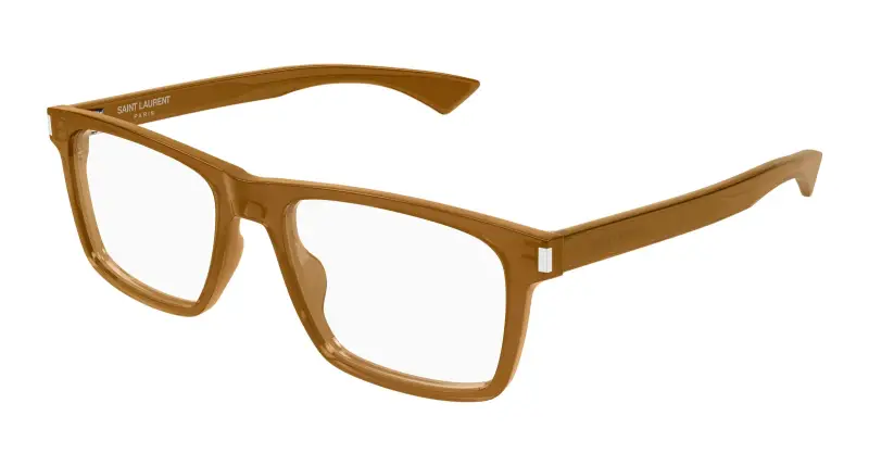Uomo SAINT LAURENT SL 882 010 Montature da vista Acetato Marrone Trasparente Squadrata