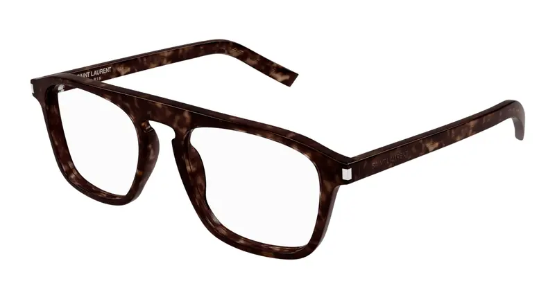 SAINT LAURENT Uomo SL 157 007 Montature da vista Acetato Havana Trasparente Squadrata