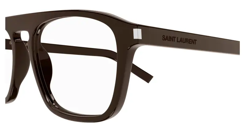 SAINT LAURENT Uomo SL 157 009 Montature da vista Acetato Marrone Trasparente Squadrata miniatura 2