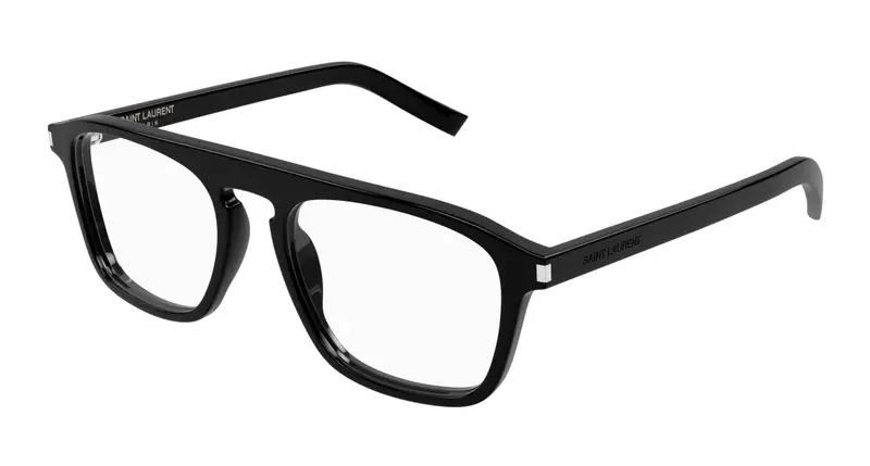 SAINT LAURENT Uomo SL 157 010 Montature da vista Acetato Nero Trasparente Squadrata
