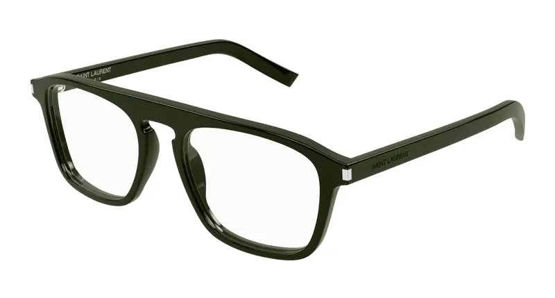 SAINT LAURENT Uomo SL 157 011 Montature da vista Acetato Verde Trasparente Squadrata