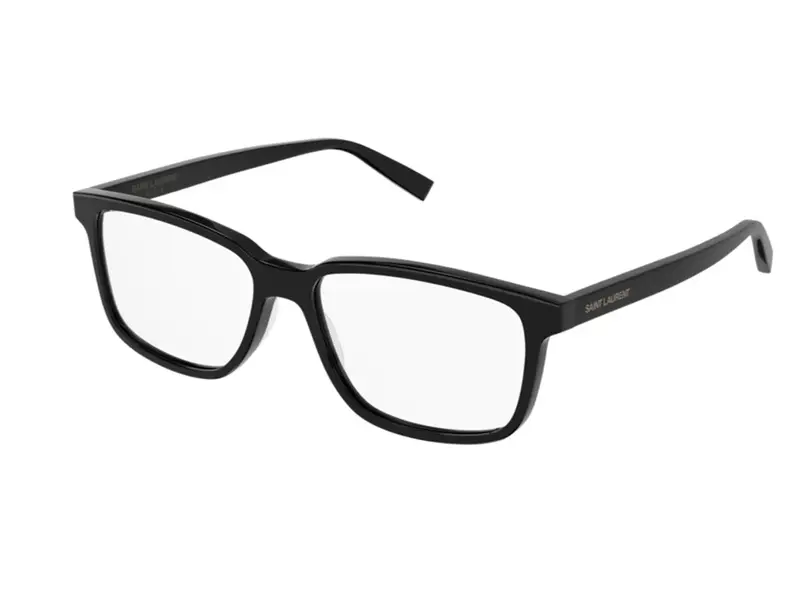 SAINT LAURENT Uomo SL 458 004 Montature da vista Acetato Nero Trasparente Squadrata