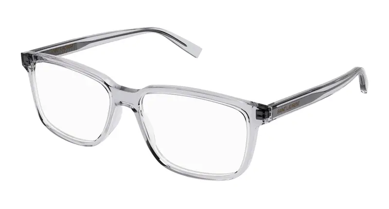 SAINT LAURENT Uomo SL 458 007 Montature da vista Acetato Grigio Trasparente Squadrata