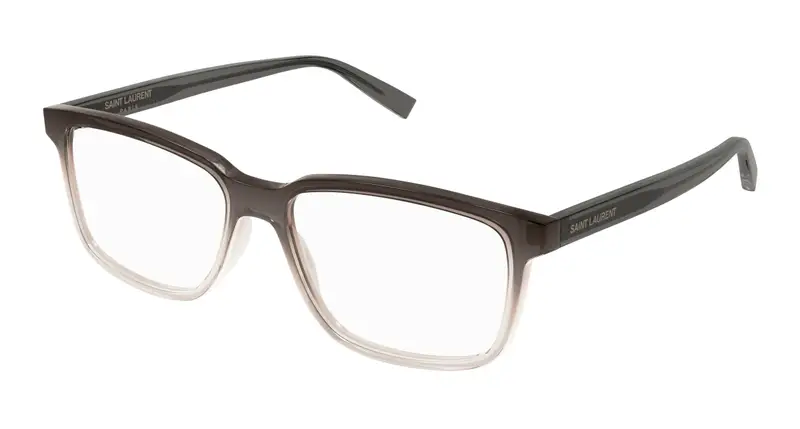 SAINT LAURENT Uomo SL 458 008 Montature da vista Acetato Grigio Trasparente Squadrata