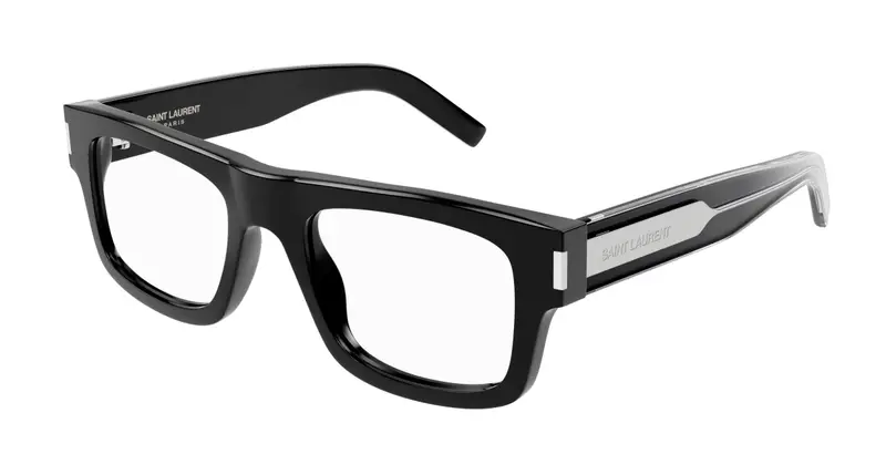SAINT LAURENT Uomo SL 574 001 Montature da vista Acetato Nero Trasparente Squadrata