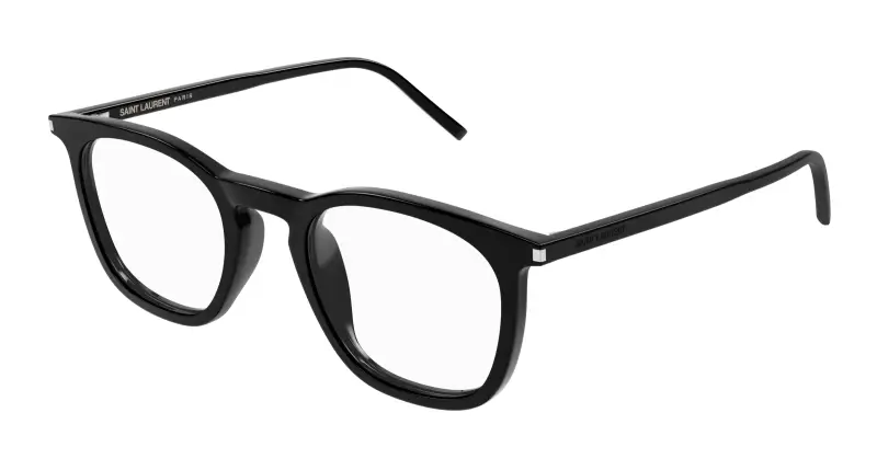 Uomo SL 623 OPT 001 Montature da vista Acetato Nero Trasparente Rotonda