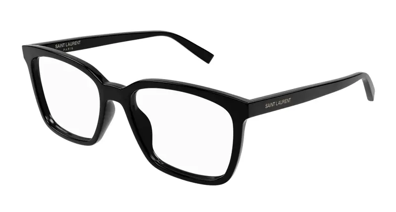 SAINT LAURENT Uomo SL 672 001 Montature da vista Acetato Nero Trasparente Squadrata