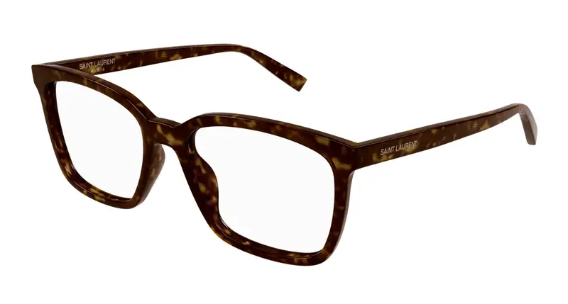 SAINT LAURENT Uomo SL 672 002 Montature da vista Acetato Havana Trasparente Squadrata