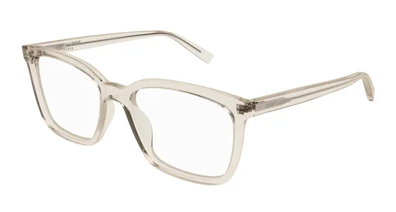 SAINT LAURENT Uomo SL 672 004 Montature da vista Acetato Beige Trasparente Squadrata