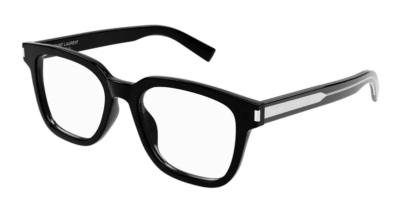 SAINT LAURENT Uomo SL 711 OPT 001 Montature da vista Acetato Nero Trasparente Squadrata