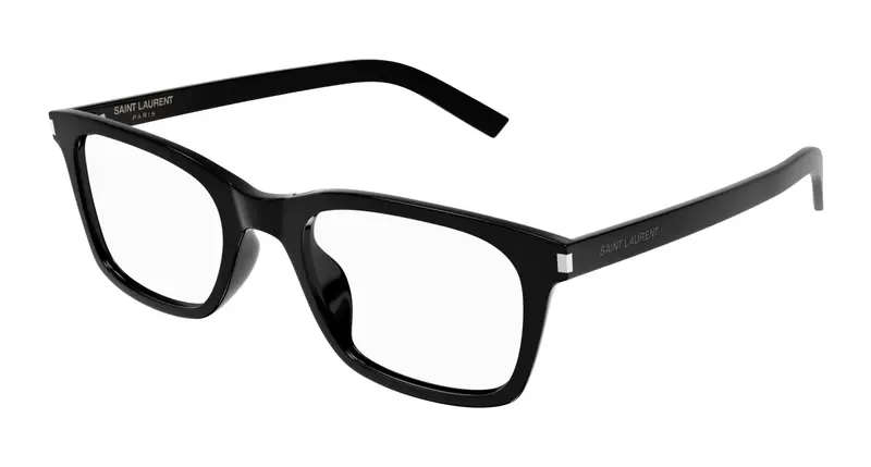 SAINT LAURENT Uomo SL 718 SLIM 001 Montature da vista Acetato Nero Trasparente Squadrata