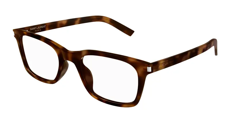 SAINT LAURENT Uomo SL 718 SLIM 003 Montature da vista Acetato Havana Trasparente Squadrata