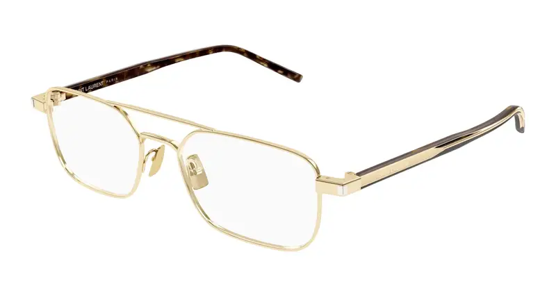 SAINT LAURENT Uomo SL 780 002 Montature da vista Metallo Oro Trasparente Squadrata