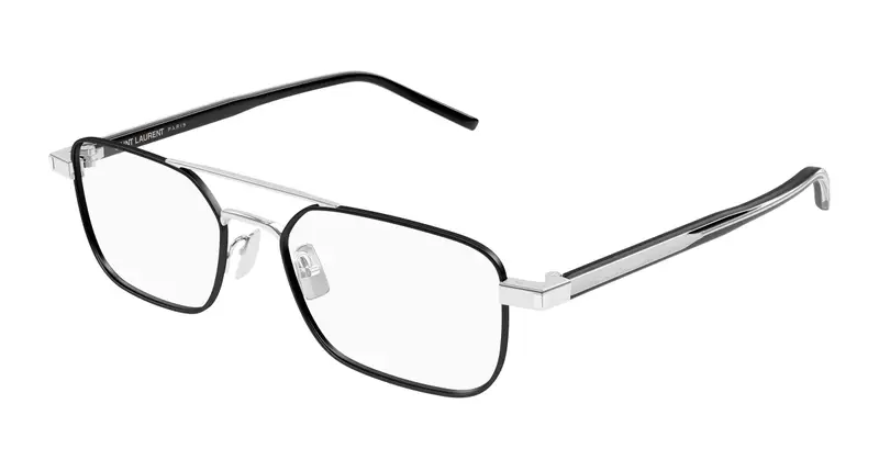 SAINT LAURENT Uomo SL 780 003 Montature da vista Metallo Argento Trasparente Squadrata