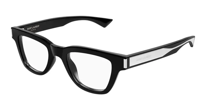 SAINT LAURENT Uomo SL 789 JACQUES OPT 001 Montature da vista Acetato Nero Trasparente Squadrata