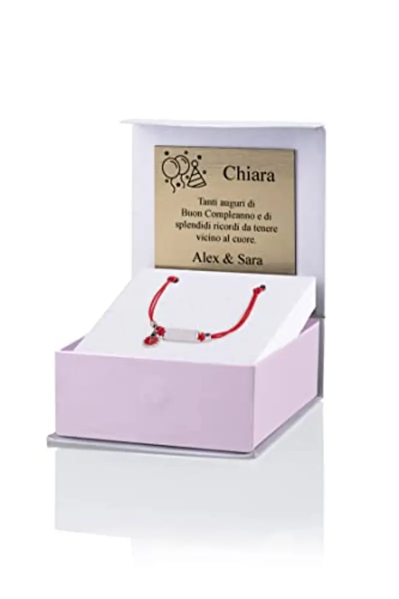 Sakrami Bracciale Argento 925 Bimba Cordoncino Rosso Coccinella Kids Collection + Confezione Regalo Personalizzata - Braccialetto per Nascita Comunione o Battesimo miniatura 3