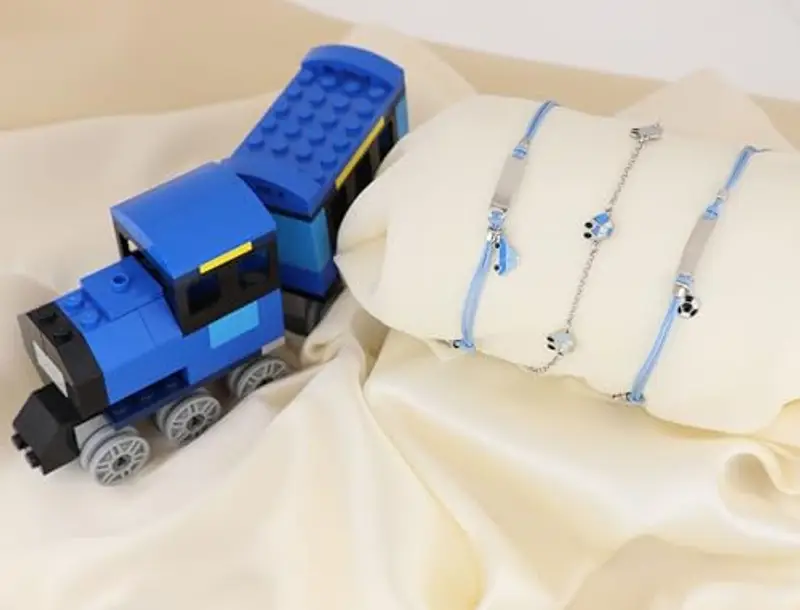 Sakrami Bracciale Argento 925 Bimbo Cordoncino Azzurro Macchinina Kids Collection + Confezione Regalo Personalizzata - Braccialetto per Nascita Comunione o Battesimo miniatura 2