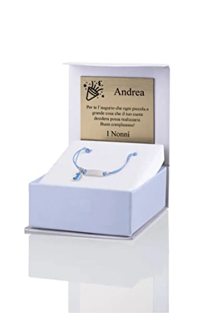 Sakrami Bracciale Argento 925 Bimbo Cordoncino Azzurro Macchinina Kids Collection + Confezione Regalo Personalizzata - Braccialetto per Nascita Comunione o Battesimo miniatura 3