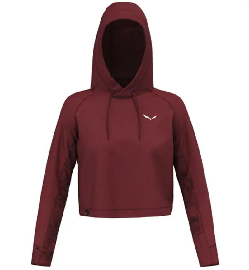Lavaredo Hemp W Crop Hoody - felpa con cappuccio - donna Dark Red