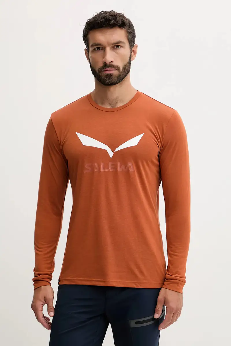 longsleeve sportivo Solidlogo colore verde Arancione