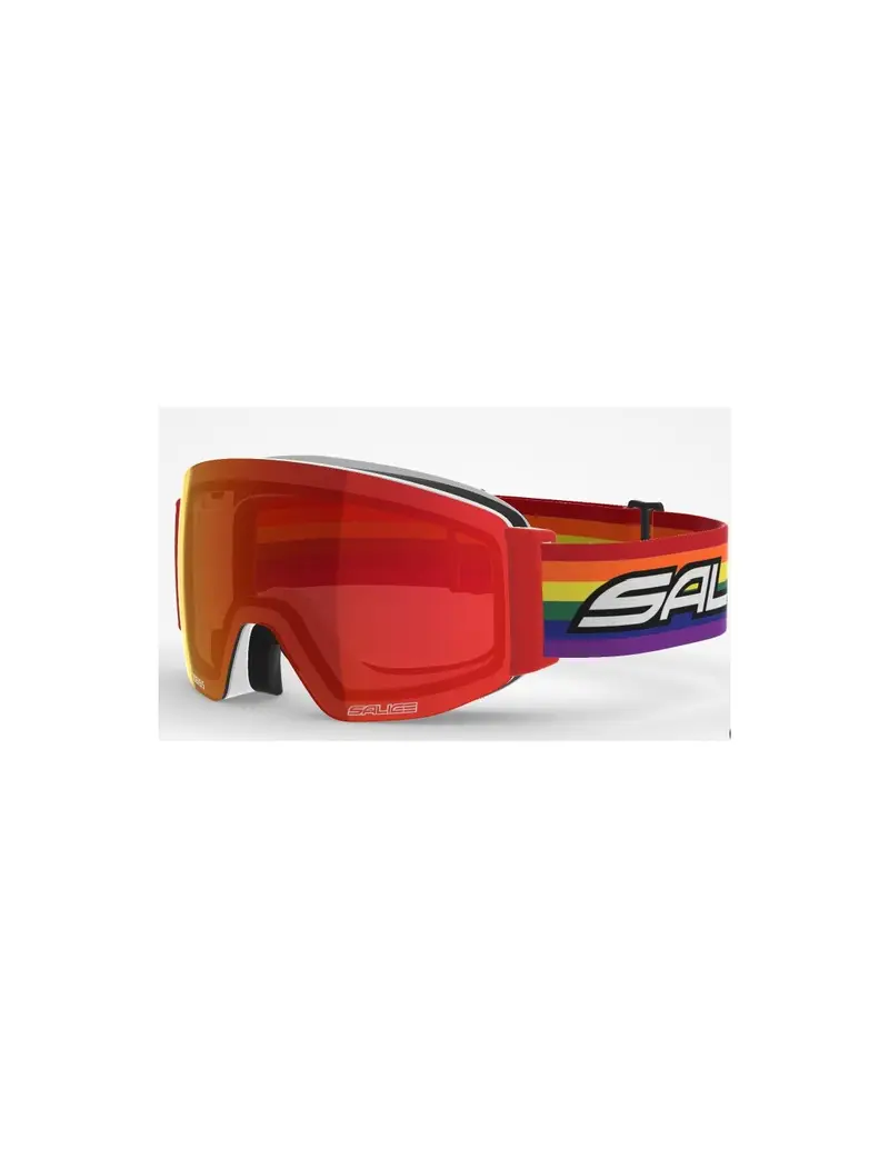 Maschera da sci SALICE 104DARWF OTG Bianco/Rainbow lente Antifog RW Rosso