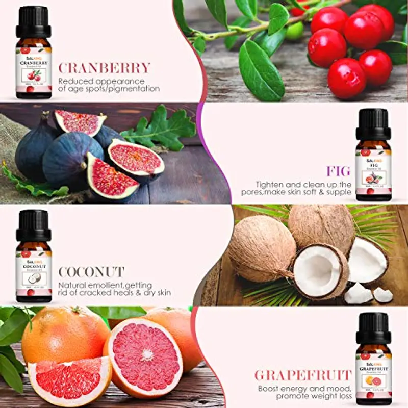 SALKING, Fruttati Oli Essenziali per Diffusori 8x10ml, Puri per Aromaterapia e Massaggi - Cocco, Mirtillo rosso miniatura 3
