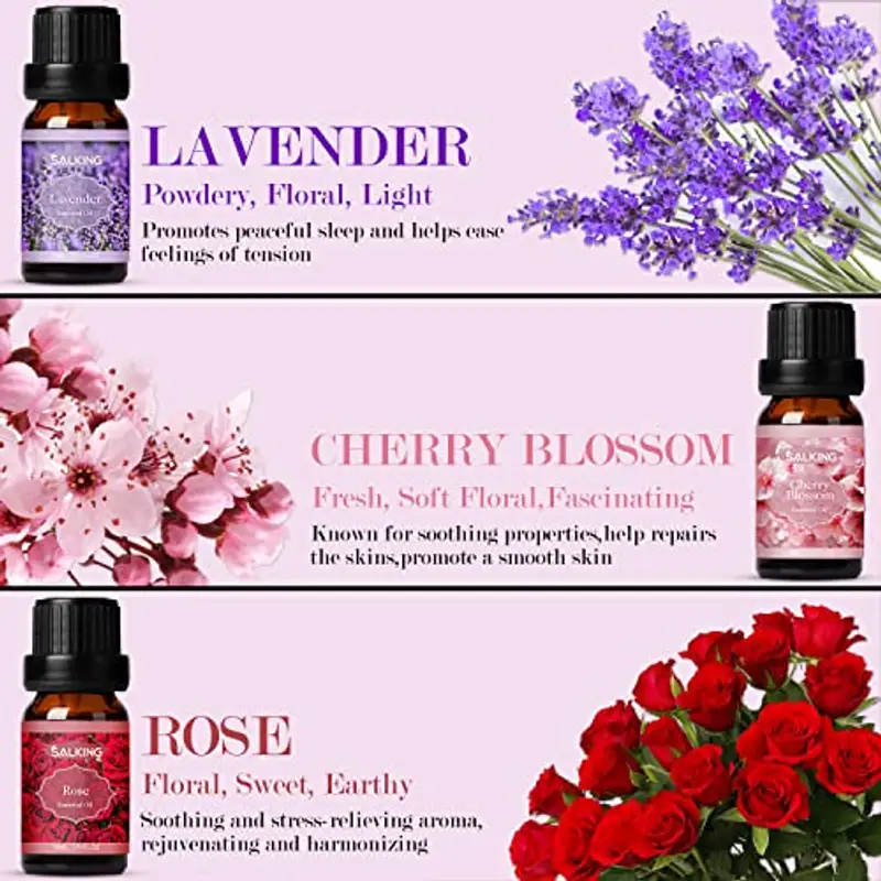 SALKING Oli Essenziali Floreale per Diffusori 6x10ml, Set di Olio Essenziale Puri per Aromaterapia e Massaggi miniatura 3