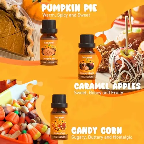 SALKING Oli Essenziali Halloween per Diffusori 6x10ml, Set di Olio Essenziale Puri per Aromaterapia - Torta di Zucca miniatura 3