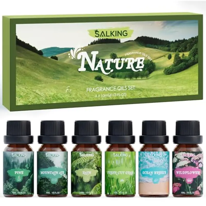 SALKING Oli Essenziali Natura per Diffusori 6x10ml, Set di Olio Essenziale Puri per Aromaterapia e Massaggi - Pino,