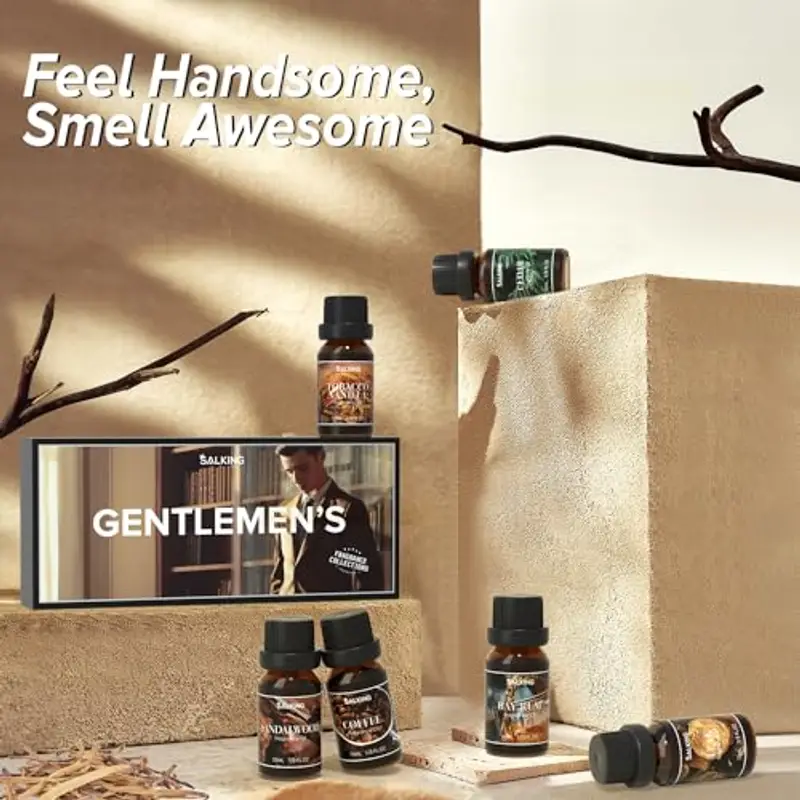 SALKING Oli Essenziali Uomini per Diffusori 6x10ml, Set di Olio Essenziale Puri per Aromaterapia e Massaggi - Legno di miniatura 2