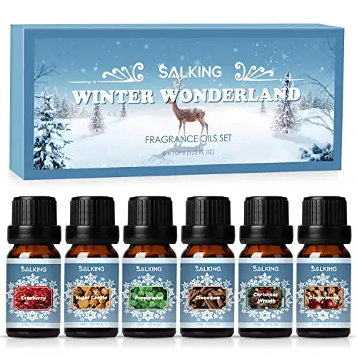 SALKING Set di Olio Essenziale Puri Inverno per Diffusori 6x10ml, per Aromaterapia - Cannella, ghirlanda di Natale,
