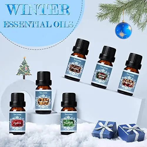 SALKING Set di Olio Essenziale Puri Inverno per Diffusori 6x10ml, per Aromaterapia - Cannella, ghirlanda di Natale miniatura 2