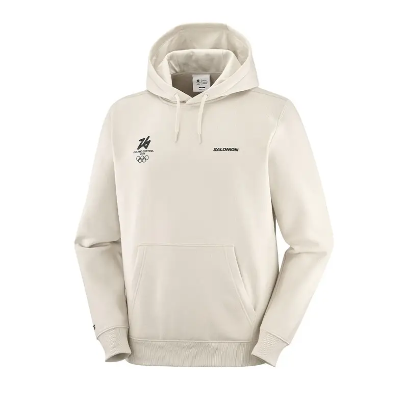 Felpa con Cappuccio Milano Cortina 2026 Olympic Logo Bianco Beige Uomo XS