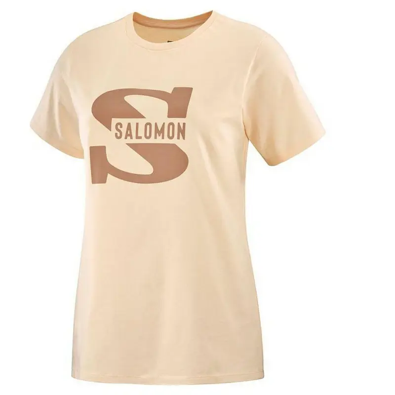 Maglia a Maniche Corte Uomo Salomon Big Logo Nude Beige | Salomon