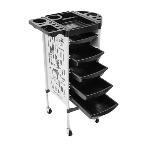 Salon Carrello con 5 cassetti e ruote, carrello da salone per parrucchiere SPA, fino a 20 kg per cassetto