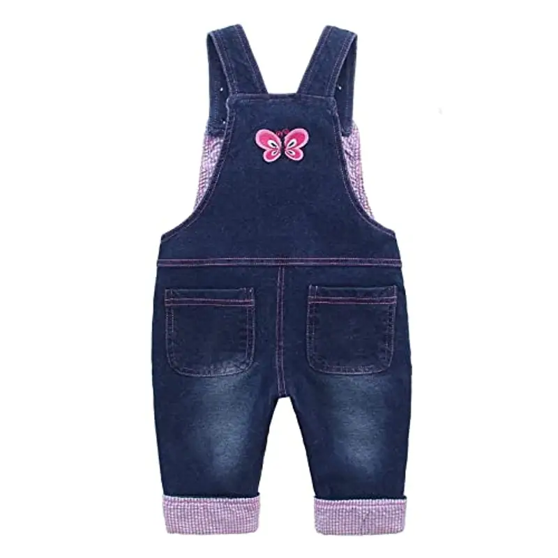 Salopette jeans da bambina, lunghezza regolabile, con animale, coniglio e farfalla, colore: blu Blu XL miniatura 2