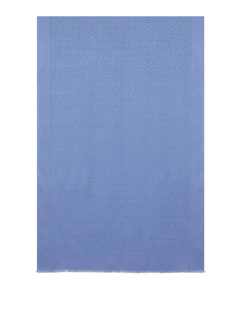 Stola Gancini In Seta E Lana Blu