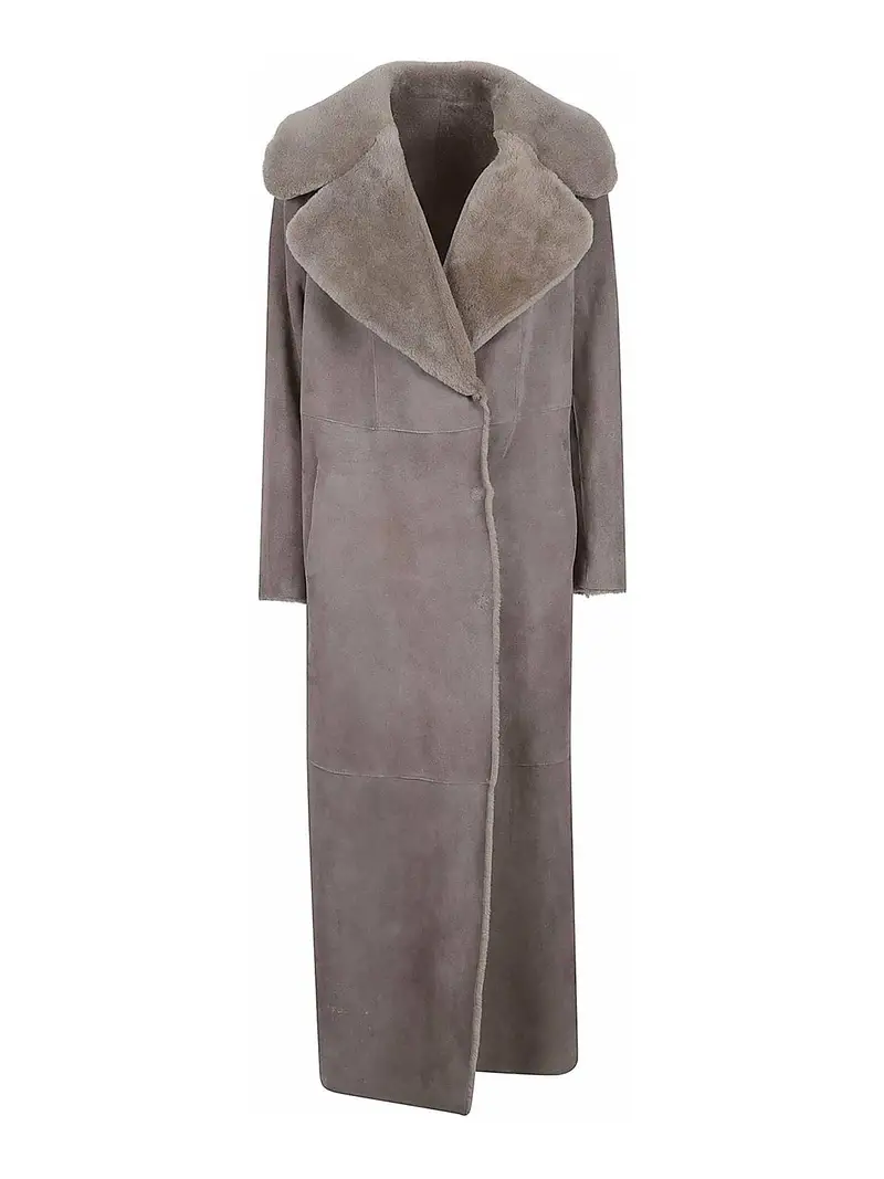 Cappotto in pelle Tortora