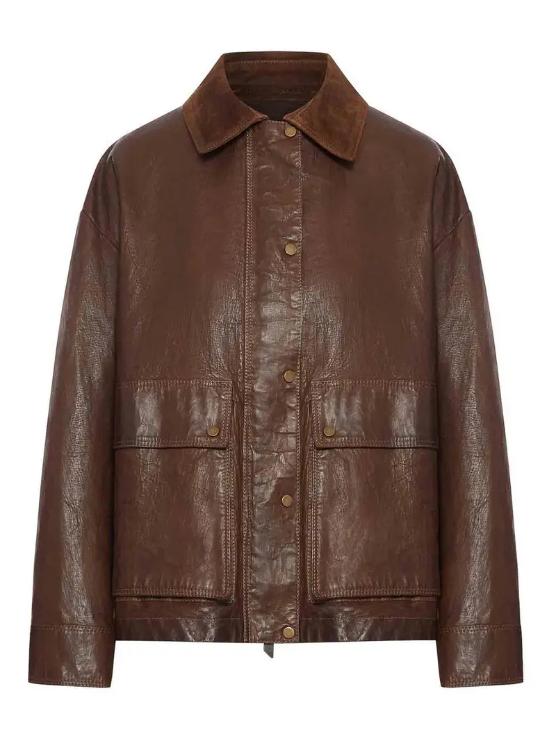 Giacca da lavoro in pelle cerata Marrone