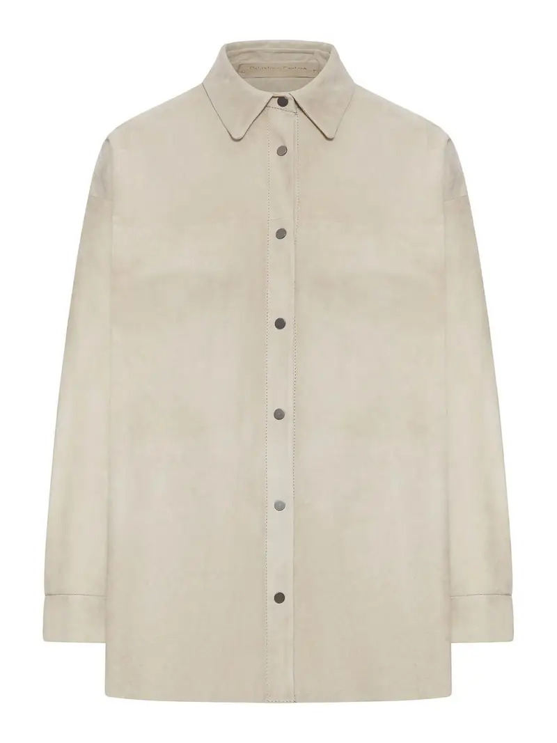 Sovracamicia in pelle scamosciata Bianco