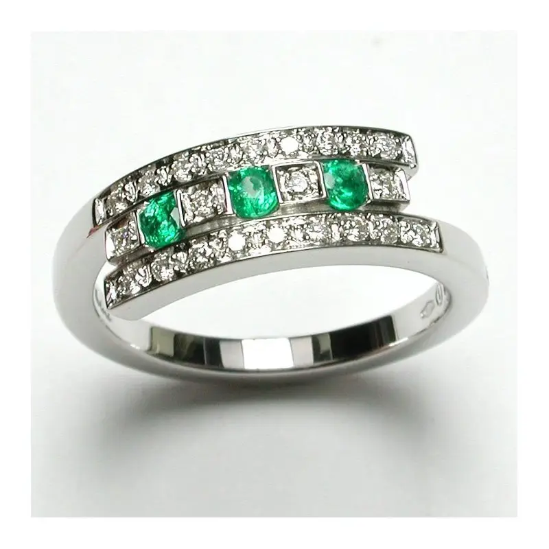 Anello In Oro Bianco Con Diamante/Smeraldo - Salvini