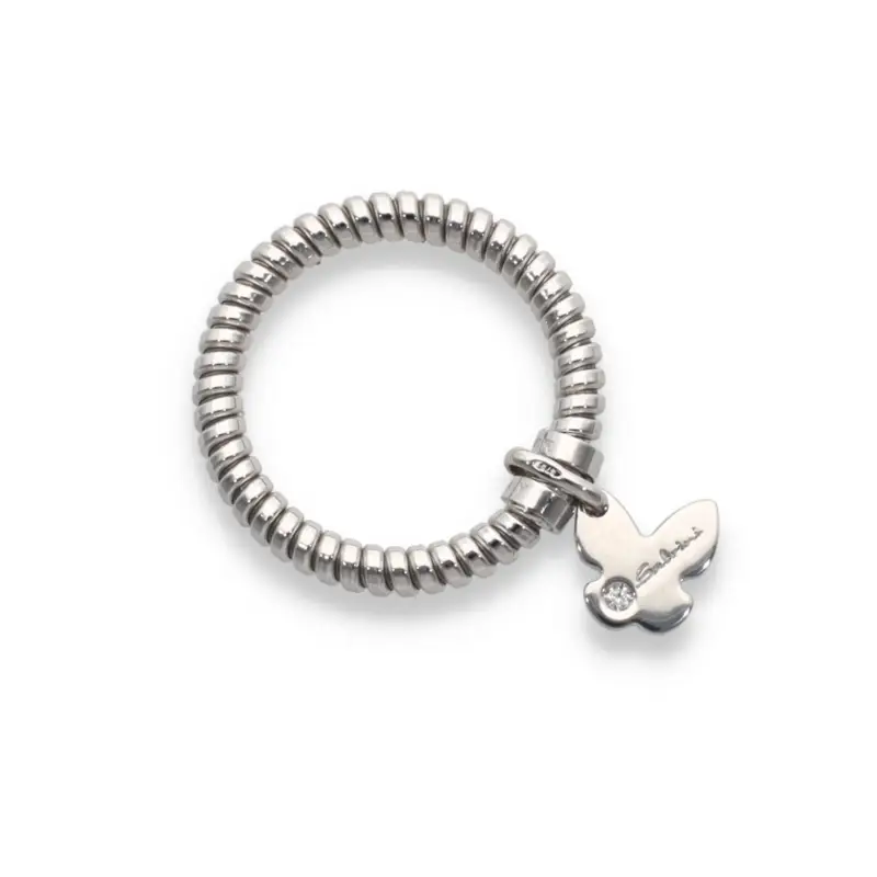 Anello Salvini Minimal Pop oro bianco 9 Kt farfalla diamante 0,01 ct