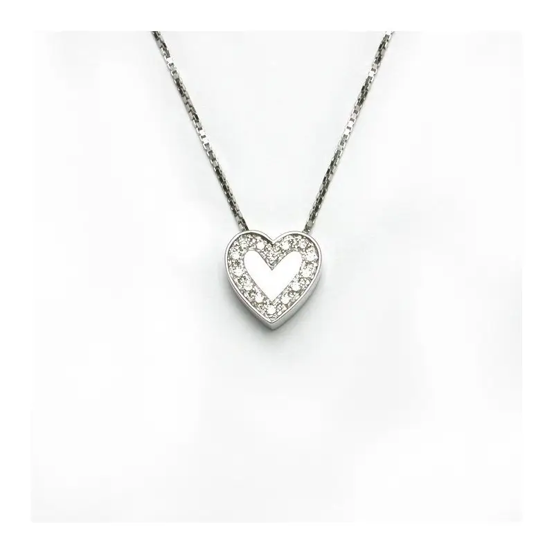 Collier In Oro Bianco Con Diamante - I Cuori Salvini